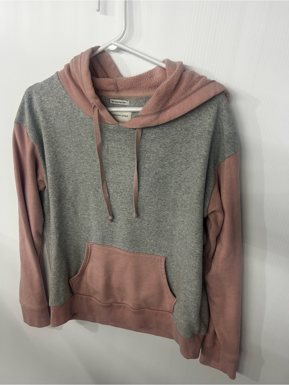 American Eagle Outfitters Pink and Gray Pullover Hoodie